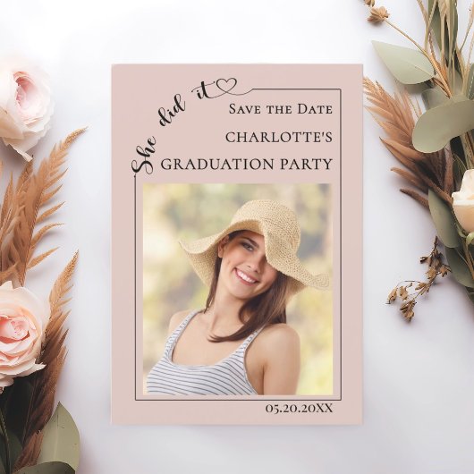 Foto Roségold Abschlussfeier Save the Date