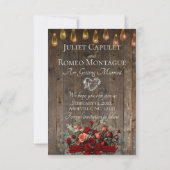 Foto, Rosen & Blatt-Monogramm - Rot Save The Date (Rückseite)