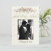 Foto, Rosen & Monogramm - Creme Save The Date (Stehend Vorderseite)