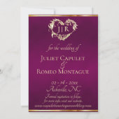 Foto, Rosen & Monogramm - Pflaume Save The Date (Rückseite)