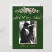 Foto, Rosen & Monogramm - Smaragd Save The Date (Vorderseite)