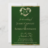 Foto, Rosen & Monogramm - Smaragdgrün Save The Date (Rückseite)