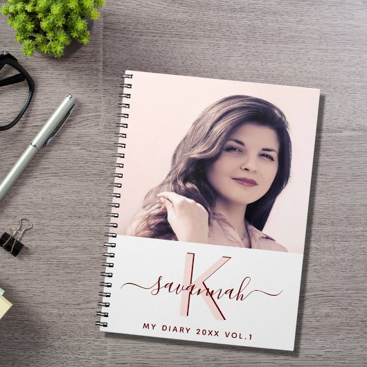 Foto-Rosengold-Monogramm Notizblock