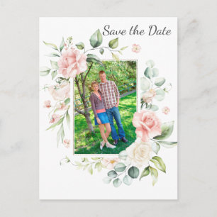 Foto Roses Eukalyptus Grüne Save the Date Postkarte