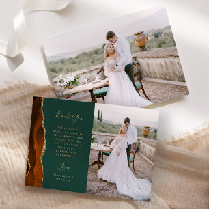 Foto-Rost-Achat-Grün-Gold-Schrift-Hochzeit Dankeskarte