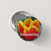 Foto Rot-Gelb-Tulip Blumengarten Schlüsselring Button (Vorne & Hinten)