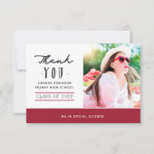 Foto Rot und Weiß Abschluss Danke, Karte (Vorderseite)