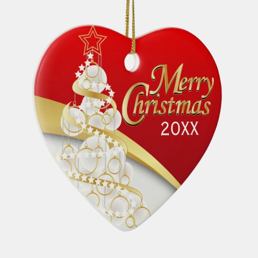 Foto - Rot, Weiß und Gold - Weihnachten | Anpassen Keramik Ornament (Rechts)