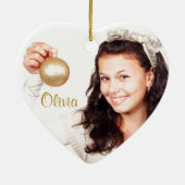 Foto - Rot, Weiß und Gold - Weihnachten | Anpassen Keramik Ornament (Hinten)