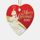 Foto - Rot, Weiß und Gold - Weihnachten | Anpassen Keramik Ornament (Links)