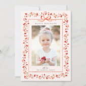 Foto Rote Berry Rahmen Rosa Weihnachten (Vorderseite)