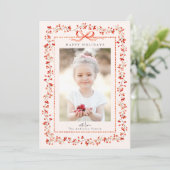 Foto Rote Berry Rahmen Rosa Weihnachten (Stehend Vorderseite)