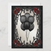 Foto Rote Rose Gothic Sweet 16 Eisen Tor Gold hinz Einladung (Rückseite)