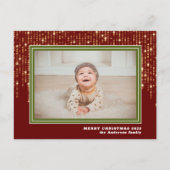 Foto | Rote und grüne Glitzer Postkarte (Vorderseite)