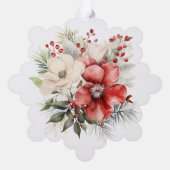 Foto Rote und weiße Blume Ornament Karte (Rückseite)