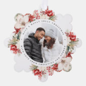 Foto Rote und weiße Blume Ornament Karte (Vorderseite)