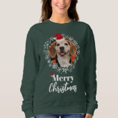 Foto Rote Weihnachtsmannmütze Dunkelgrüne Weihnach Sweatshirt (Vorderseite)