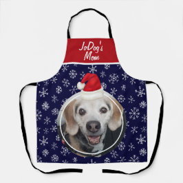 Foto Rote Weihnachtsmannmütze Schneeflocken Navy W Schürze