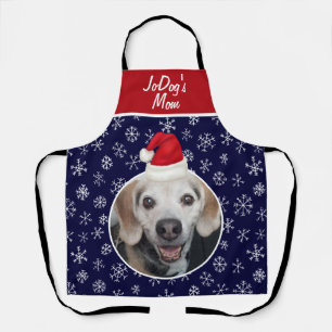 Foto Rote Weihnachtsmannmütze Schneeflocken Navy W Schürze