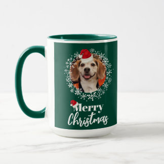 Foto Rote Weihnachtsmannmütze Schneeflocken Weihna Tasse