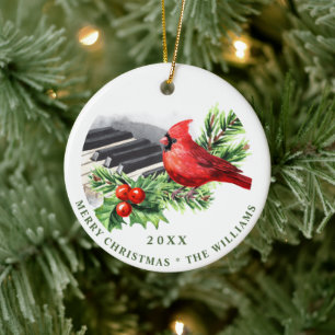 FOTO Roter Kardinal Stechpalme Beere Weihnachten F Keramik Ornament