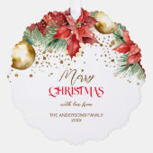 Foto Rotes Gold Poinsettia Weihnachten Einzigartig Ornament Karte (Vorderseite)