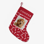 Foto Rotes und weißes Knochenmuster Kleiner Weihnachtsstrumpf (Vorderansicht (hängend))