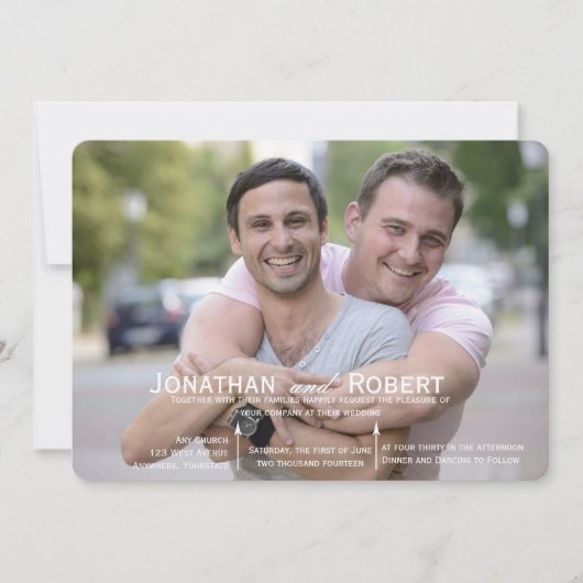 Foto Rounded Corners Gay Hochzeit Einladung (Vorderseite)