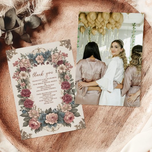 Foto Royal Viktorianisch Whimsical Floral Bridal S Dankeskarte
