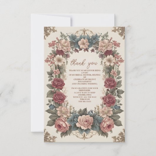 Foto Royal Viktorianisch Whimsical Floral Bridal S Dankeskarte (Vorderseite)