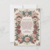 Foto Royal Viktorianisch Whimsical Floral Wedding Dankeskarte (Rückseite)