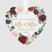 Foto-Rückseite des Blumengolderste Weihnachten| Ornament (Vorderseite)