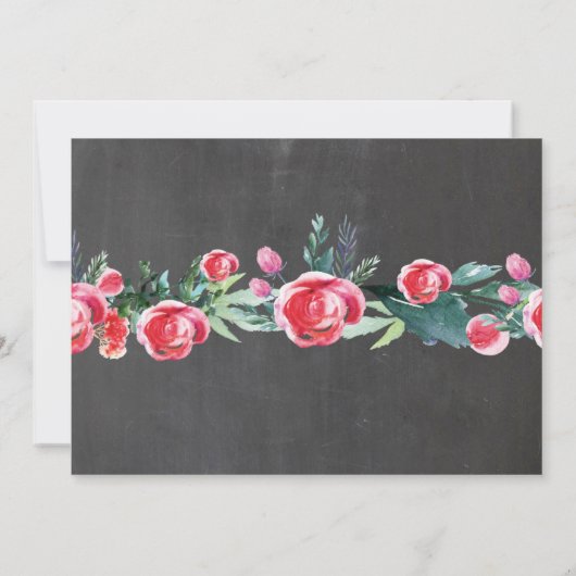 Foto-Ruhestands-Party-Kreide-rote BlumenRosen Einladung (Rückseite)
