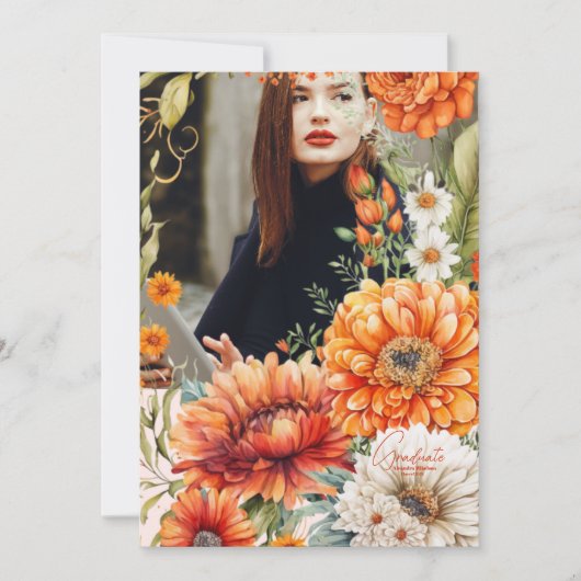 Foto Rust Terracotta Blume Abschluss Ankündigung (Vorderseite)