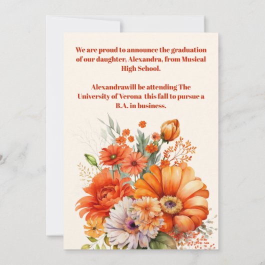 Foto Rust Terracotta Blume Abschluss Ankündigung (Rückseite)