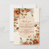 Foto Rust Terracotta Blume Brautparty Dankeskarte (Vorderseite)