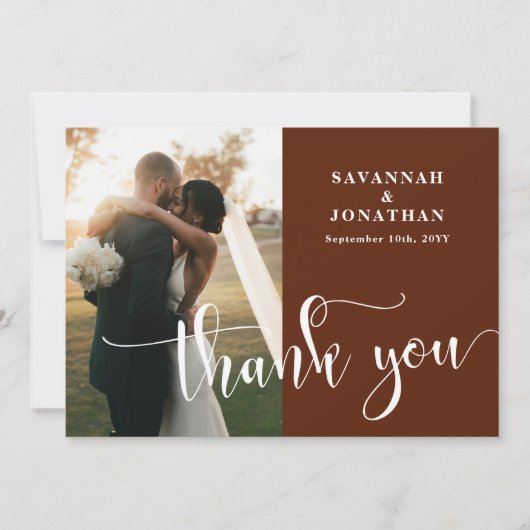 Foto Rust Terracotta Wedding Dankeskarte (Vorderseite)