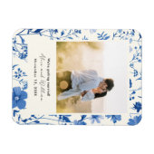 Foto Rustic Blue Wildblume Save the Date Magnet (Horizontal)