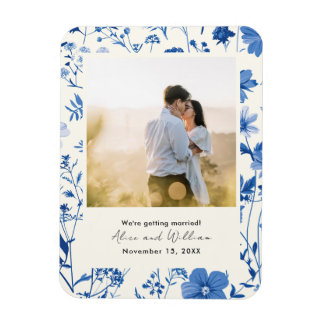 Foto Rustic Blue Wildblume Save the Date Magnet