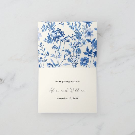 Foto Rustic Blue Wildblume Wedding Ankündigung (Innenseite)