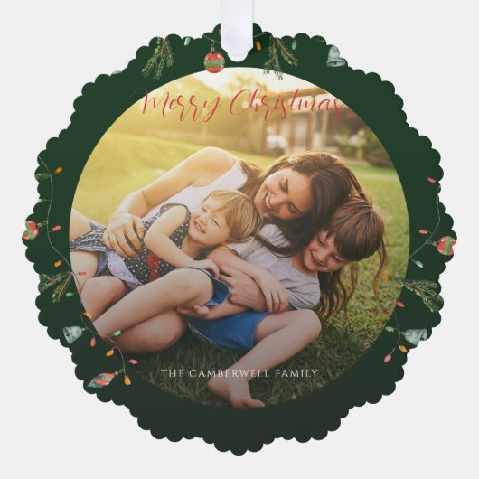 Foto Rustic Boho Weihnachtsfeiertage Ornament Karte (Vorderseite)