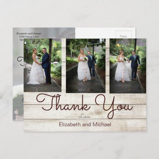 Foto Rustic Chic Moderne Hochzeit Vielen Dank Postkarte (Vorne/Hinten)