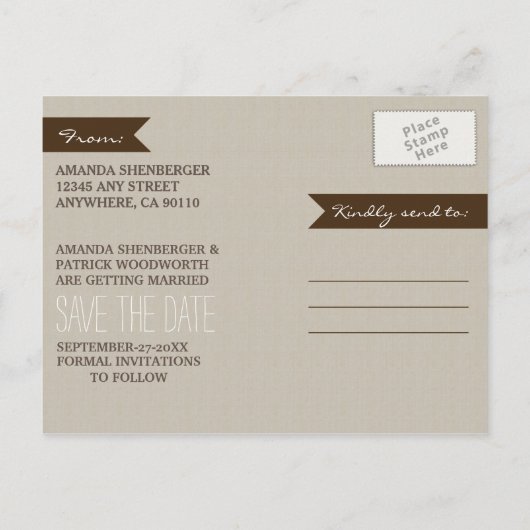 Foto Rustic Country Mason Jar speichern Datum Kart Ankündigungspostkarte (Rückseite)