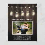 Foto Rustic Country Mason Jar speichern Datum Kart Ankündigungspostkarte (Vorderseite)