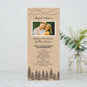 Foto Rustic Evergreen Pine Tree Hochzeitsprogramme Programm (Stehend Vorderseite)