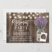 Foto Rustic Lavender Mason Jar Wood Einladung (Vorderseite)