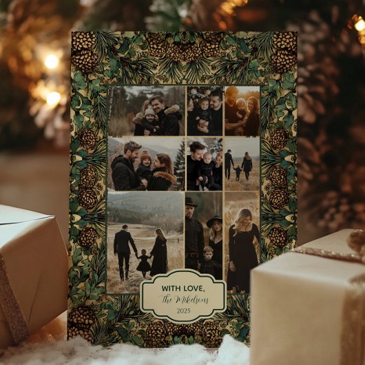 Foto Rustic Pinecone Botanische Weihnachtszeit Feiertagskarte