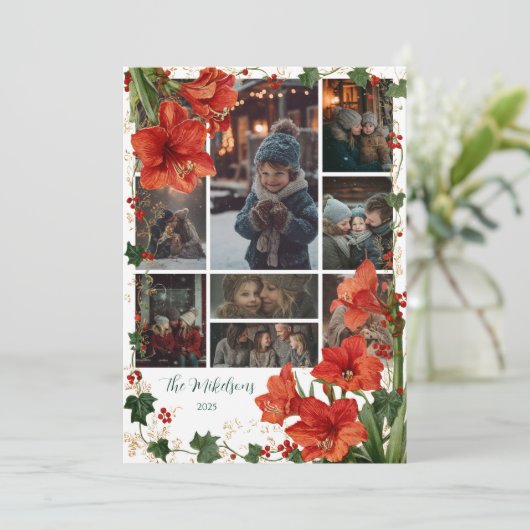 Foto Rustic Red Amaryllis Weihnachten (Stehend Vorderseite)