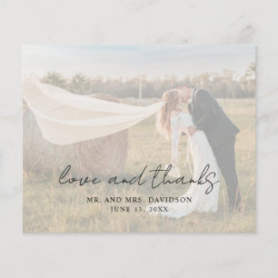 Foto Rustic Script Moderne Hochzeits-Dankeskarte