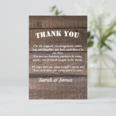 Foto Rustic Wood Country Wedding Dankeskarte (Stehend Vorderseite)